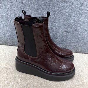 Sam Edelman Kolton2 Royal Burgundy Black Patent Chelsea Boots Women's size 8M